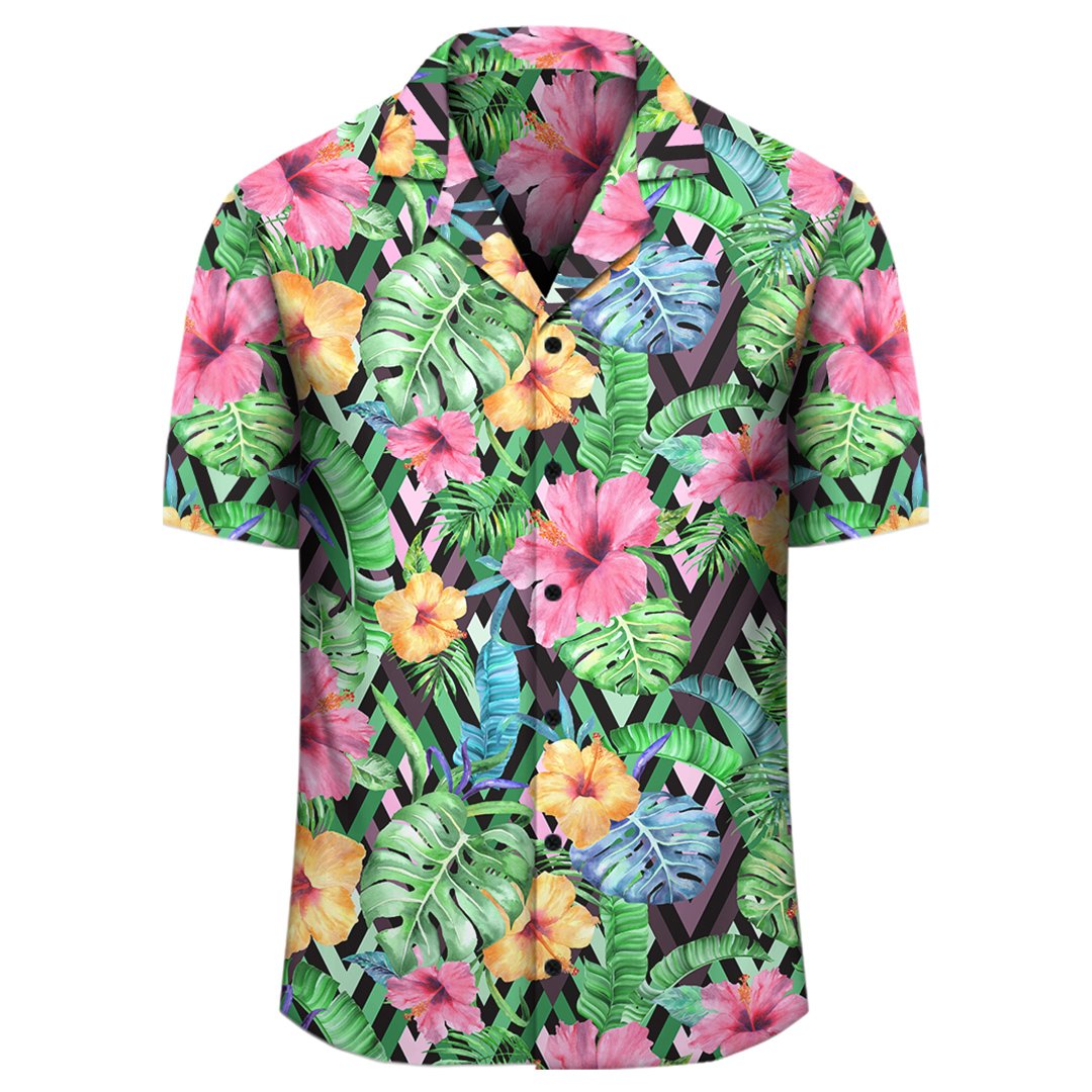 Tropical Hibiscus Banana Leafs Hawaiian Shirt - Polynesian Pride