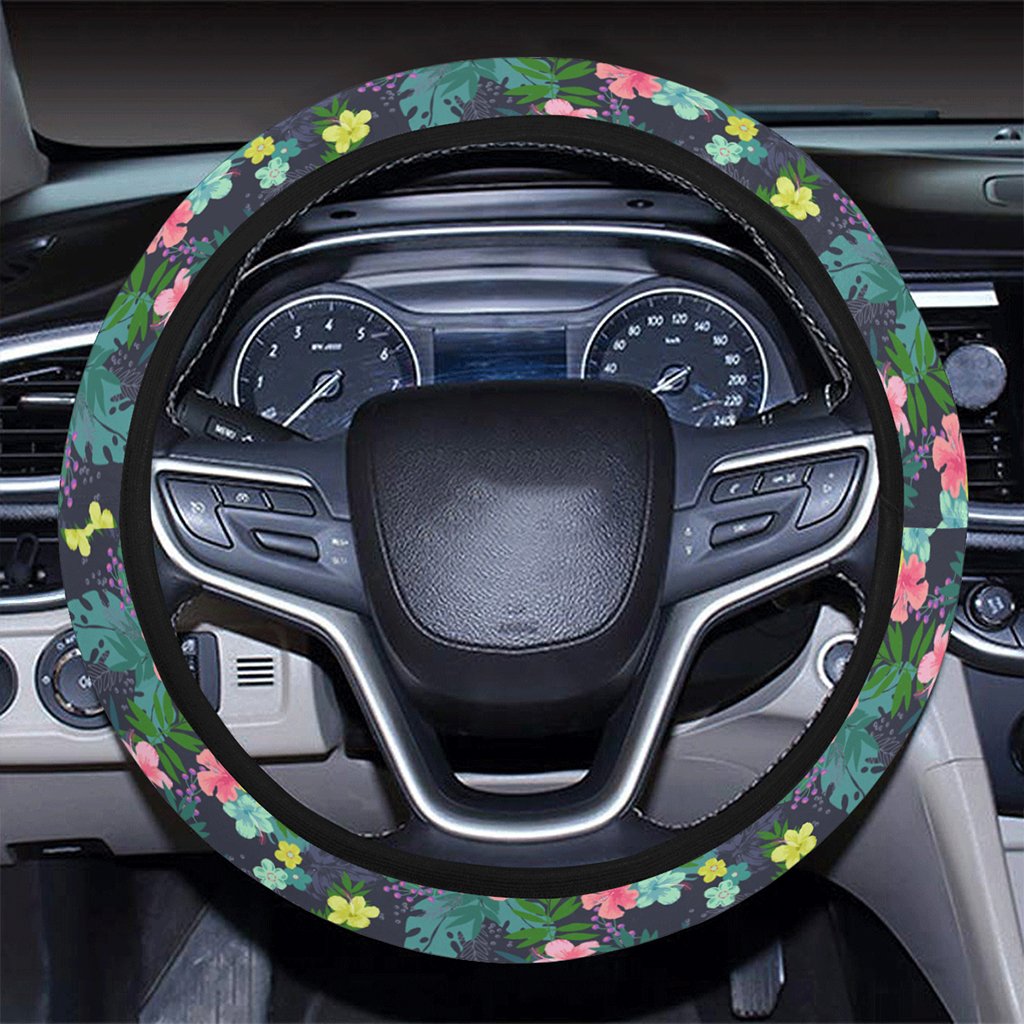 Tropical Hibiscus Hawaii Universal Steering Wheel Cover with Elastic Edge - Polynesian Pride