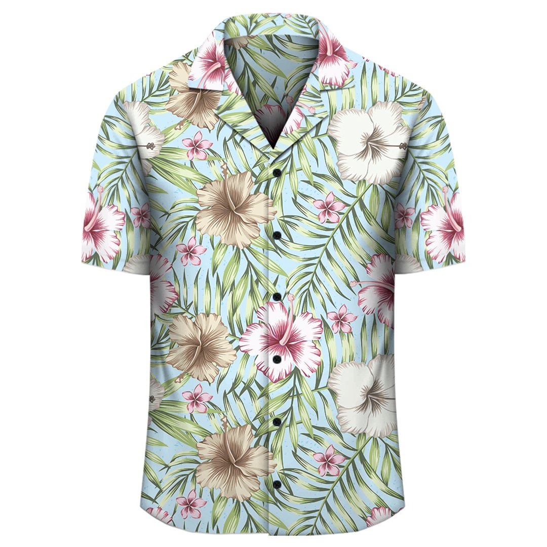 Tropical Hibiscus Palm Leaves Hawaiian Shirt - Polynesian Pride