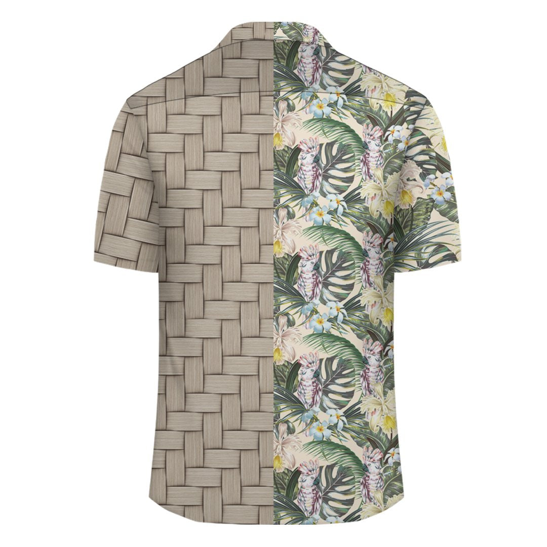 Tropical Jungle Parrots And Flamingos Lauhala Moiety Hawaiian Shirt - Polynesian Pride