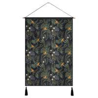 Tropical Leaves And Flowers In The Night Style Hanging Poster - AH Hanging Poster 43 x 65 cm Cotton And Linen - Polynesian Pride