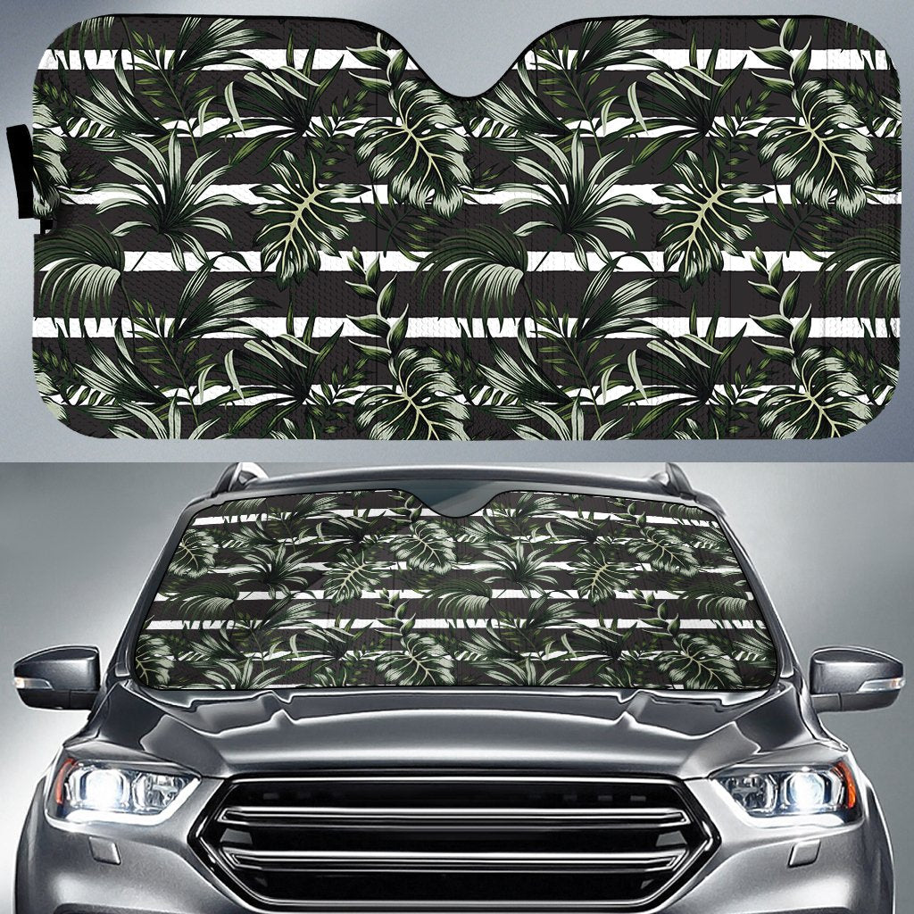 Tropical Line Patttern Hawaii Car Sun Shade Auto Sun Shade Universal Fit White - Polynesian Pride