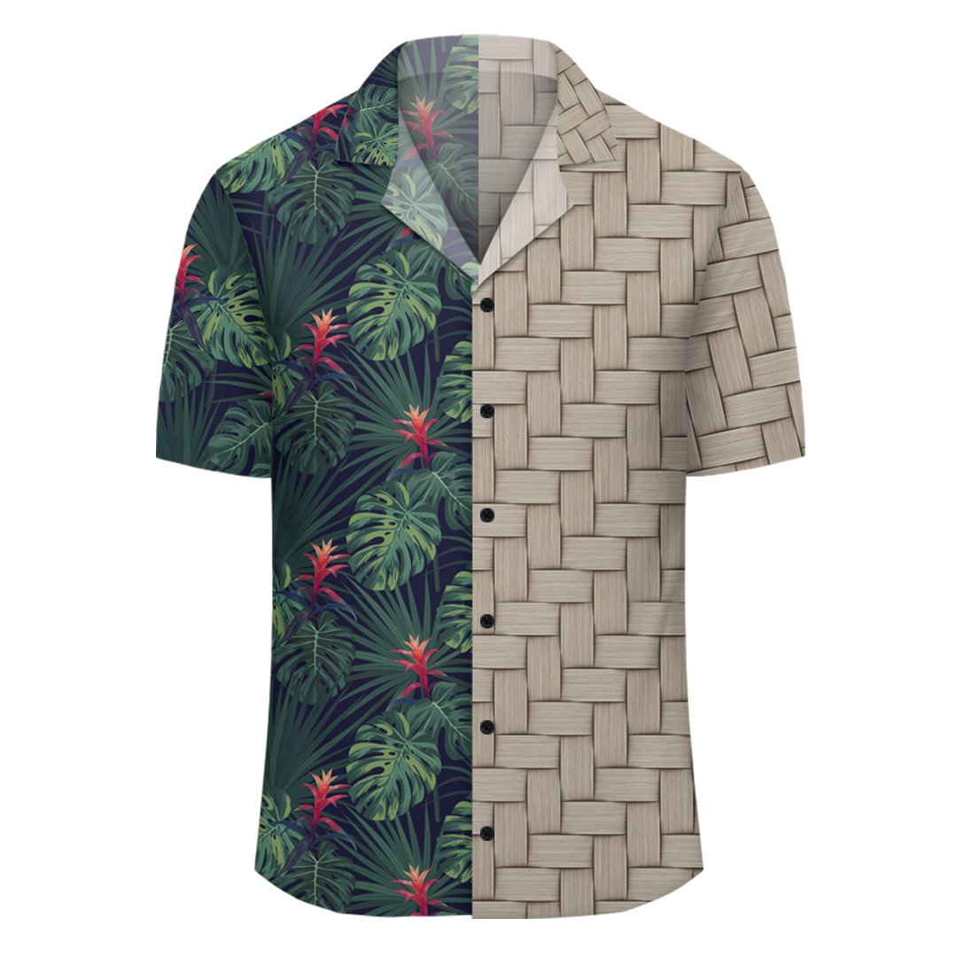 Tropical Monstera Leaf Green Lauhala Moiety Hawaiian Shirt - Polynesian Pride