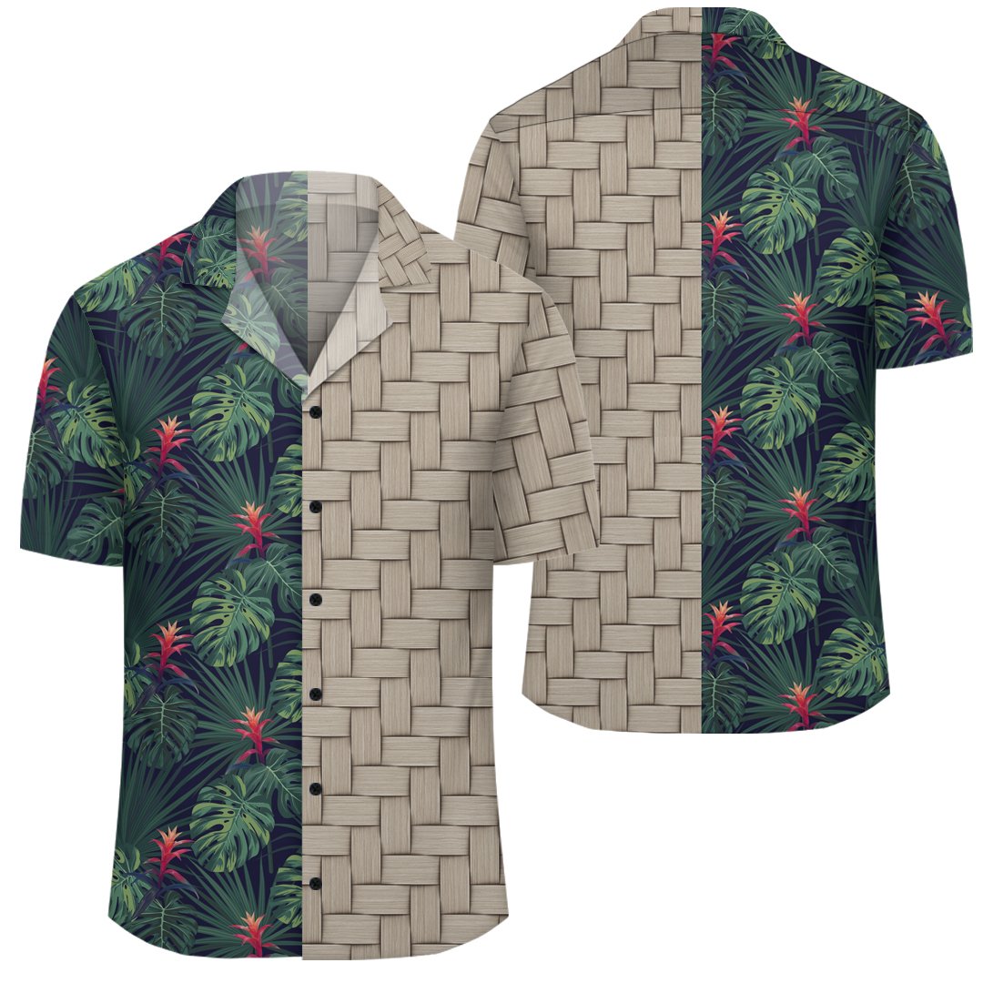 Tropical Monstera Leaf Green Lauhala Moiety Hawaiian Shirt Unisex Art - Polynesian Pride