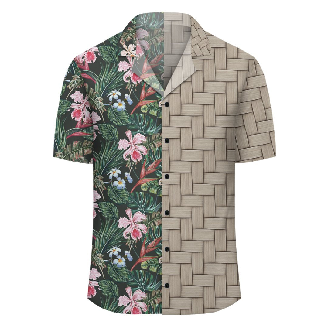 Tropical Monstera Leaf Red Lauhala Moiety Hawaiian Shirt - Polynesian Pride