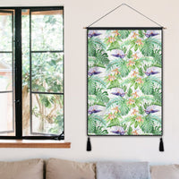 Tropical Orange Orchids Strelitzia Monstera Hanging Poster - AH Hanging Poster 50 x 75 cm Cotton And Linen - Polynesian Pride