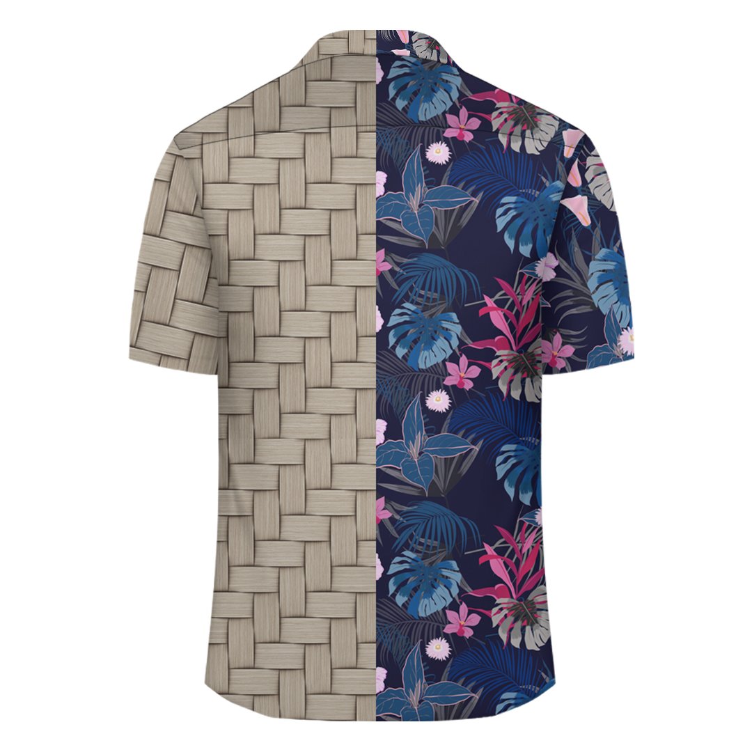 Tropical Palm Tree And Flower Lauhala Moiety Hawaiian Shirt - Polynesian Pride