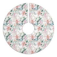 Tropical Pattern With Orchids Leaves And Gold Chains Tree Skirt - Polynesian Pride