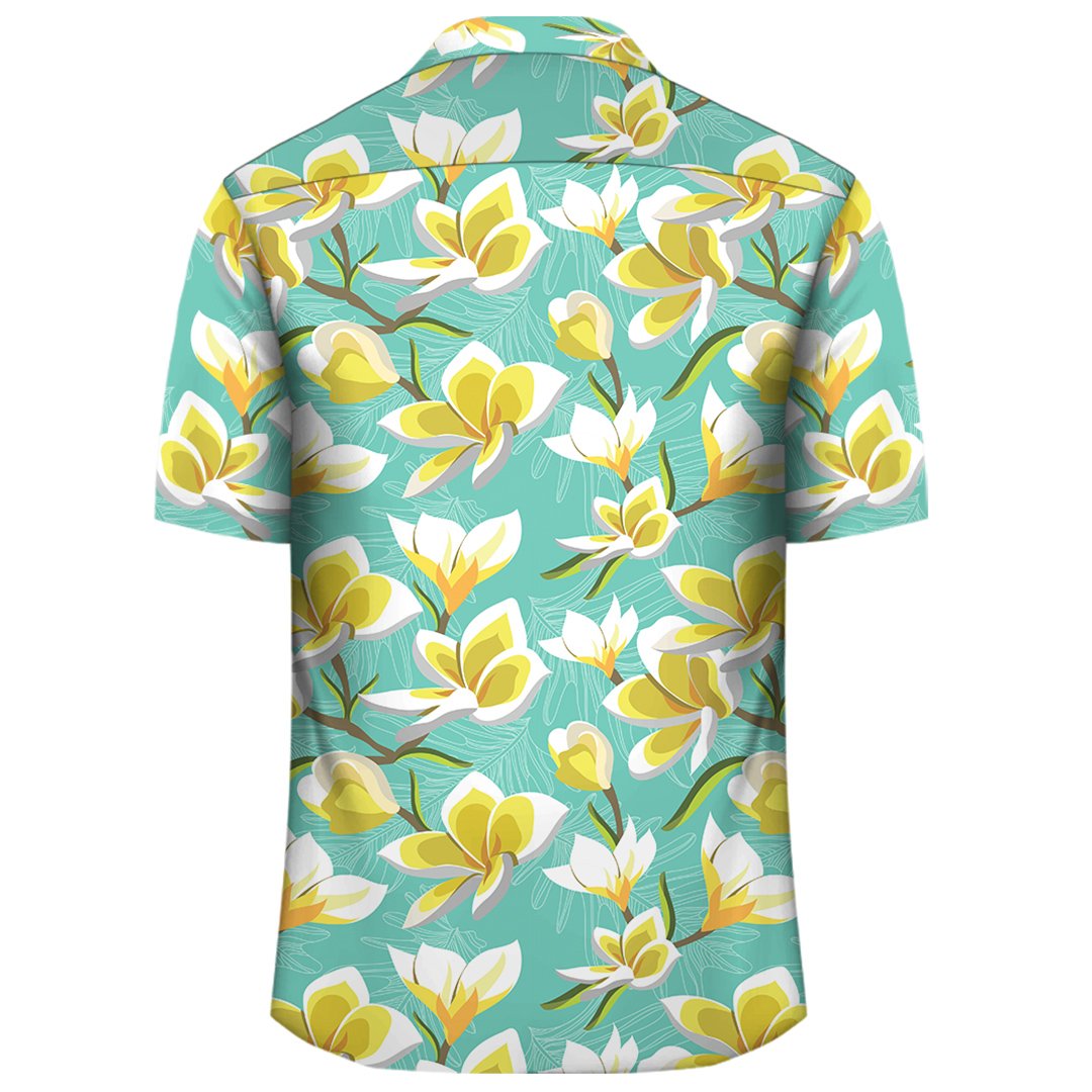 Tropical Plumeria Blue Hawaiian Shirt - Polynesian Pride