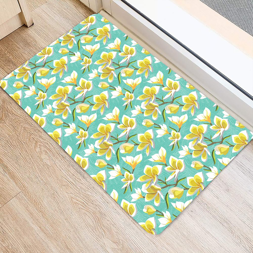 Tropical Plumeria Blue Hawaii Door Mat - Polynesian Pride