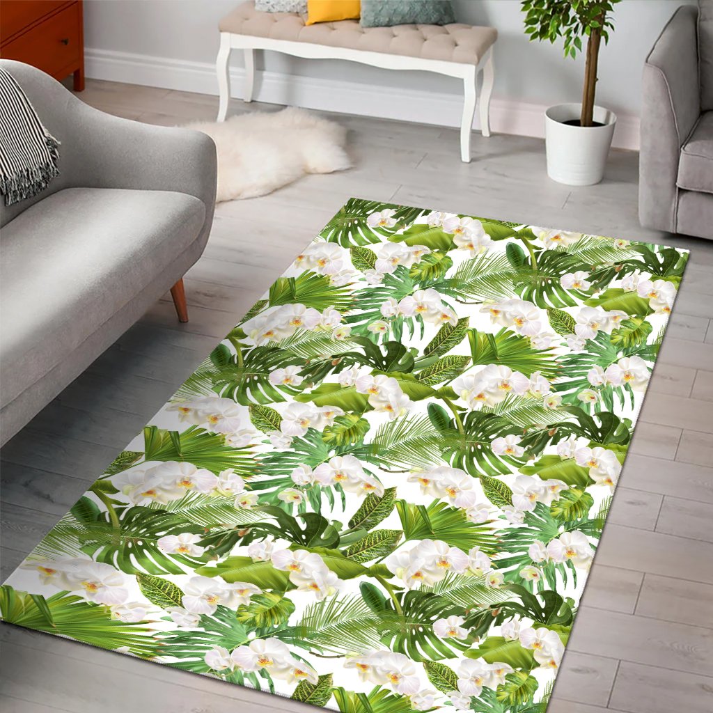 Tropical Plumeria White Area Rug - AH - Polynesian Pride