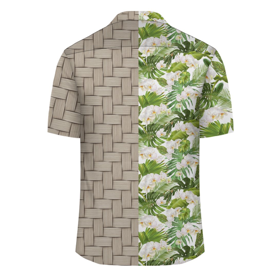 Tropical Plumeria White Lauhala Moiety Hawaiian Shirt - Polynesian Pride