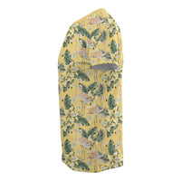 Hawaii Tropical Flamingo Yellow T Shirt - Polynesian Pride