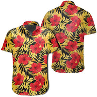Hawaiian Shirt - Tropical Flowers And Palm Leaves Shirt Unisex Black - Polynesian Pride