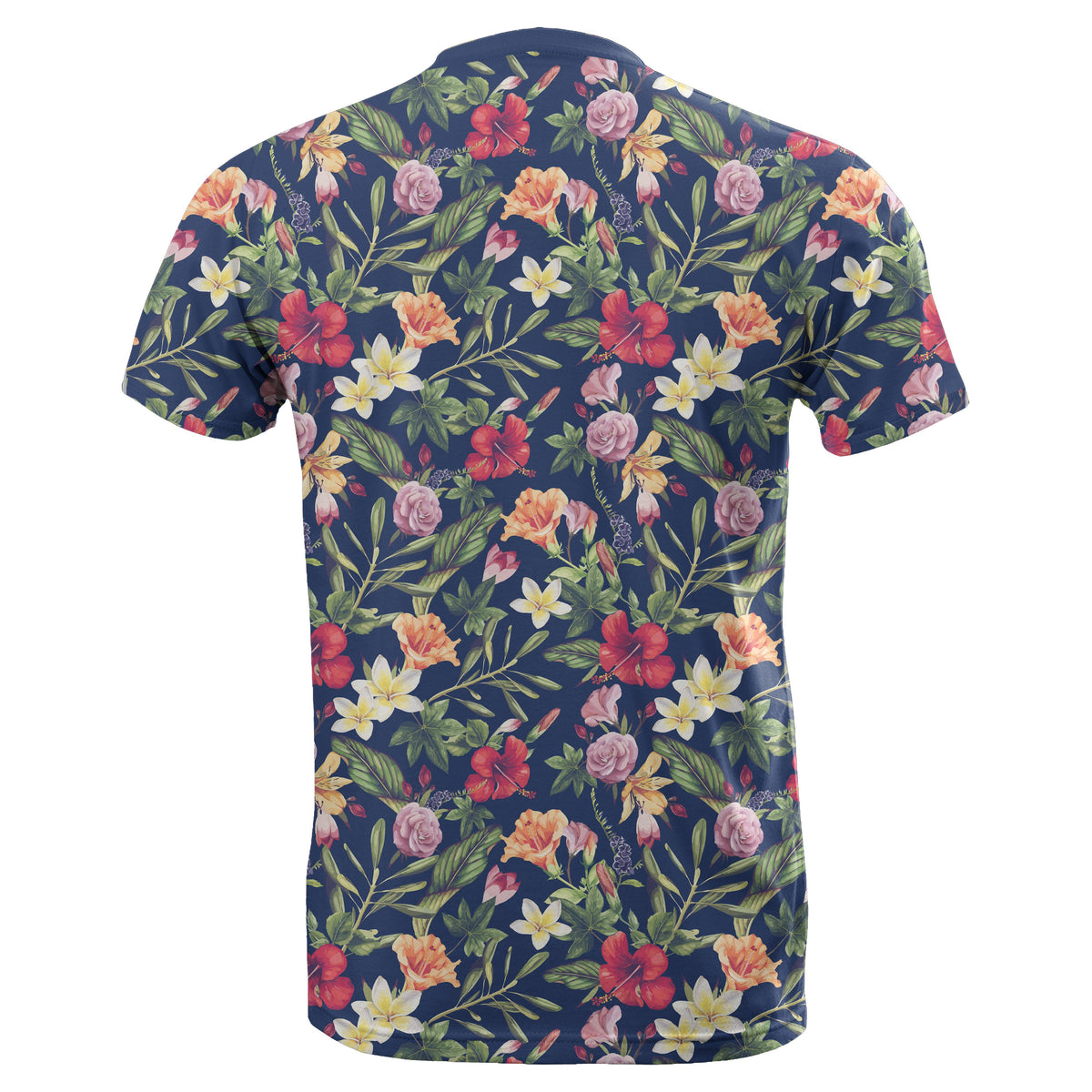 Hawaii Tropical Hibiscus Red and Plumeria White T Shirt - Polynesian Pride
