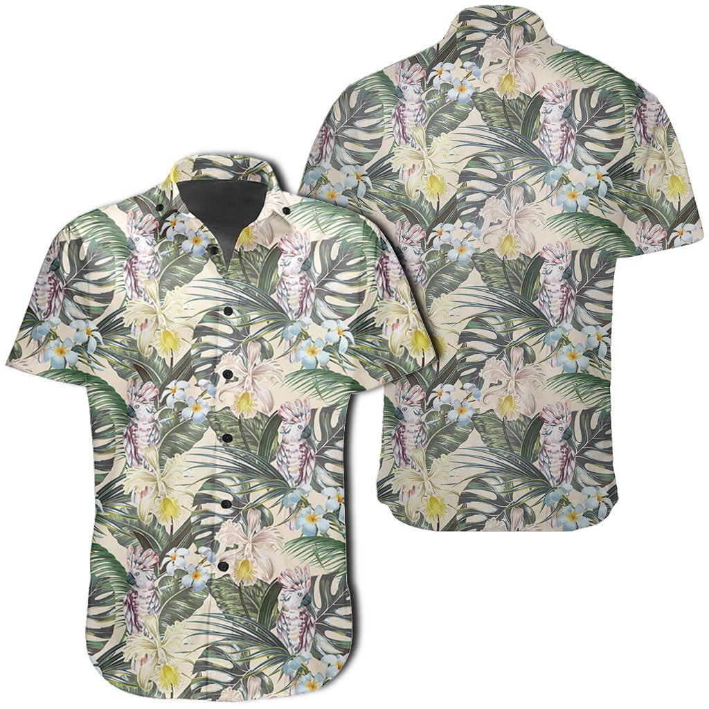Hawaiian Shirt - Tropical Jungle Parrots And Flamingos Shirt Unisex Black - Polynesian Pride