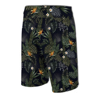 Tropical Leaves And Flowers In The Night Style Board Shorts - Polynesian Pride