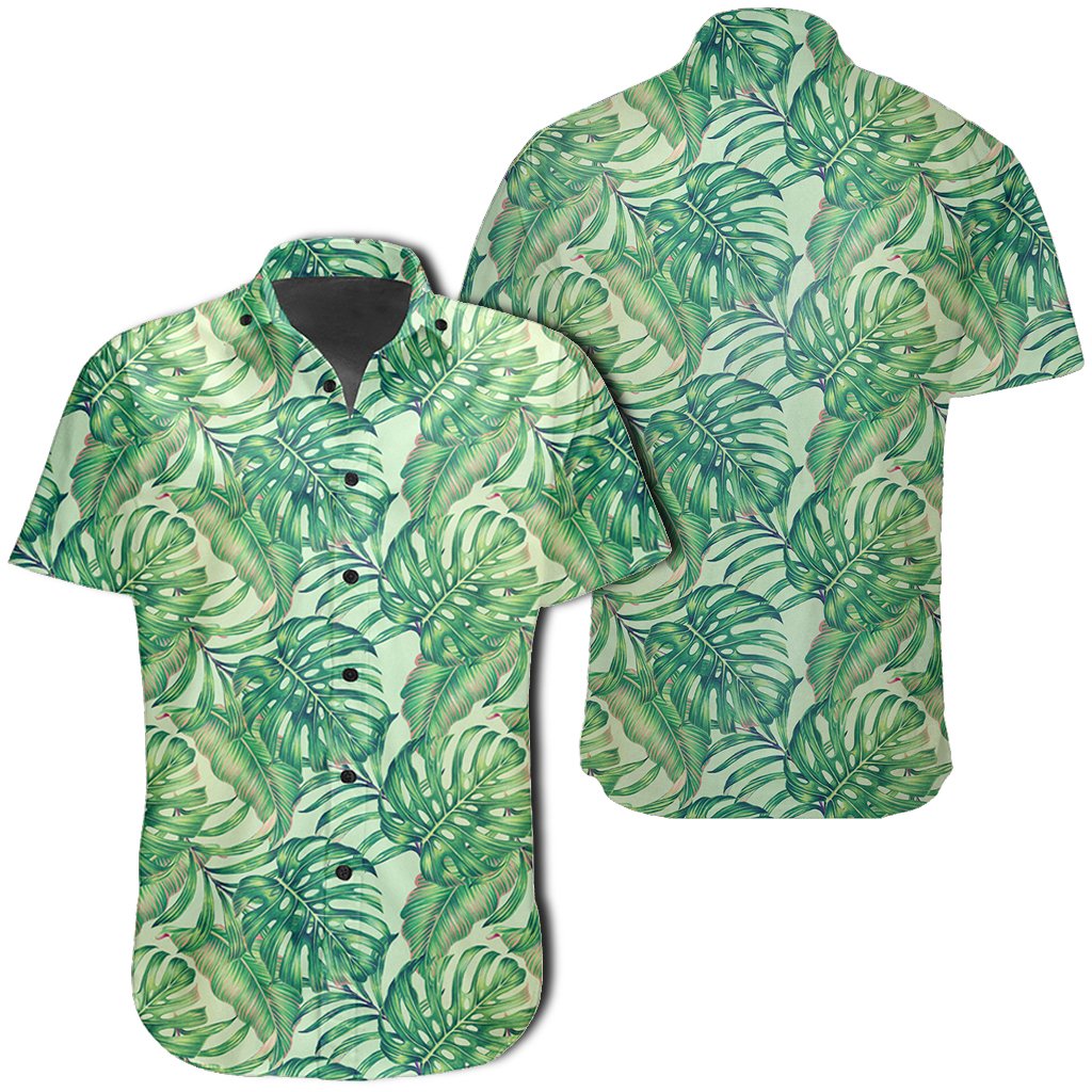 Hawaiian Shirt - Tropical Leaves Jungle Monstera Leaf Shirt Unisex Black - Polynesian Pride