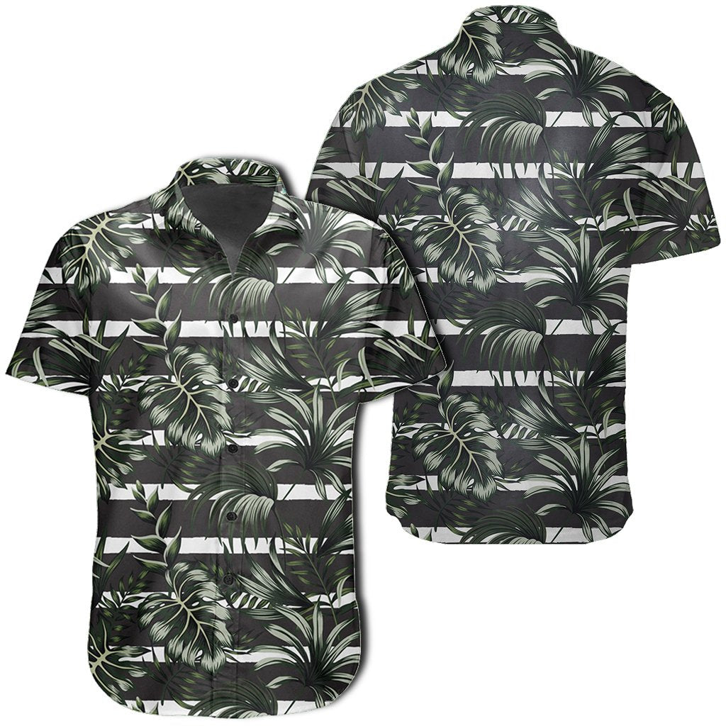 Hawaiian Shirt - Tropical Line Patttern Shirt Unisex Black - Polynesian Pride