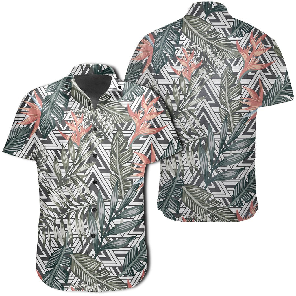 Hawaiian Shirt - Tropical Palm Leaves And Flowers Shirt Unisex Black - Polynesian Pride