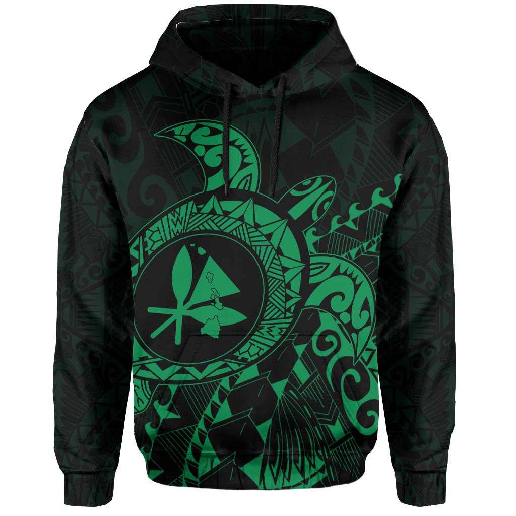 Kanaka Map Hoodie (Green) Turtle Style - Polynesian Pride