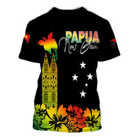 PNG Hibiscus Tribal Pattern T Shirt Motuan Reggae Color LT7 - Polynesian Pride