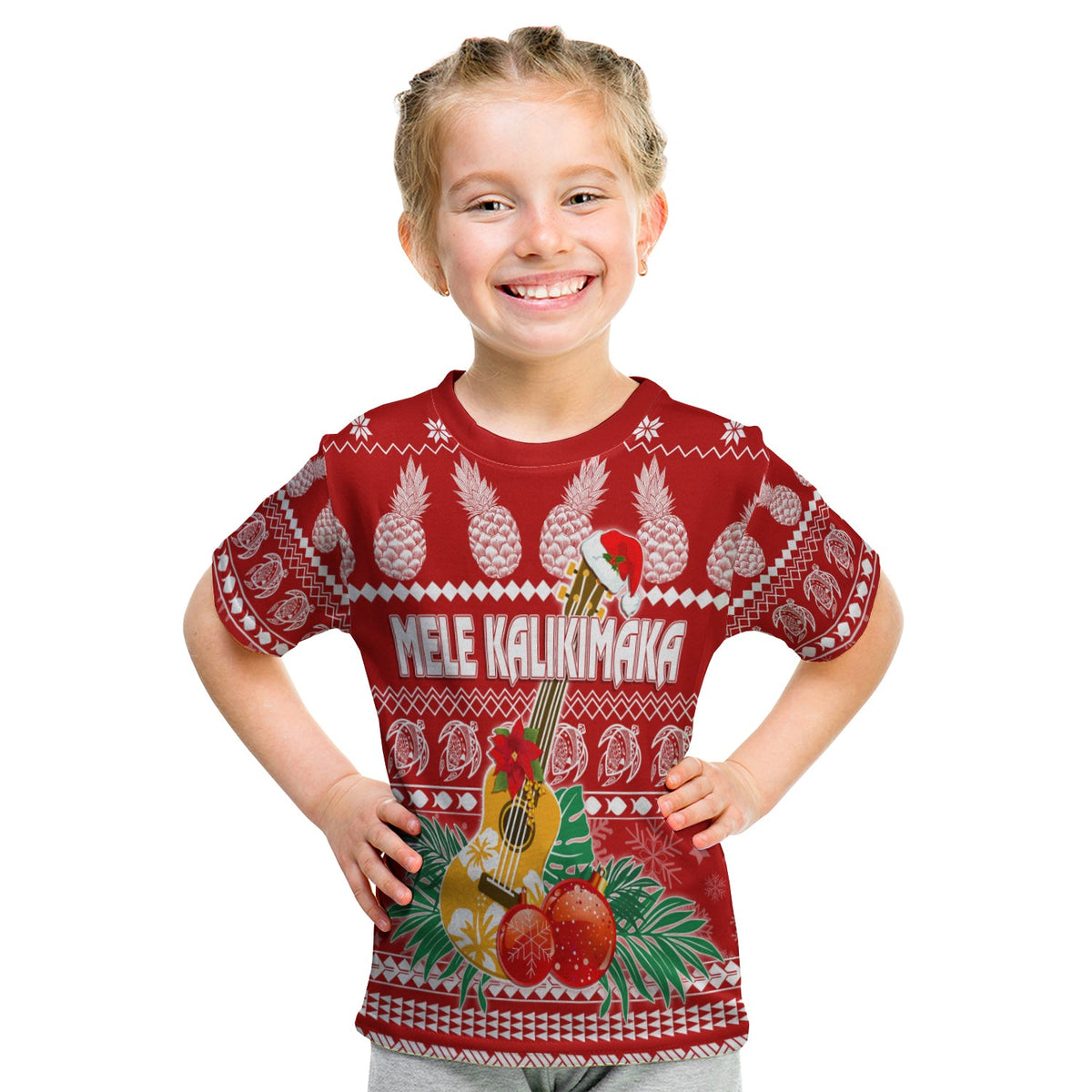 Hawaii Christmas T Shirt KID Mele Kalikimaka - Ukulele LT7 - Polynesian Pride