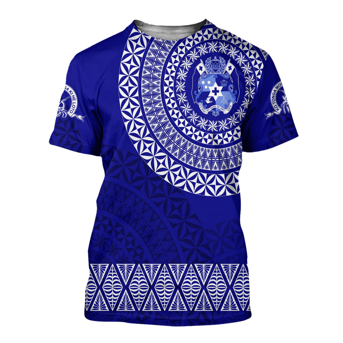 Queen Salote College Tonga T Shirt Kupesi Style Ver03 LT7 Blue - Polynesian Pride