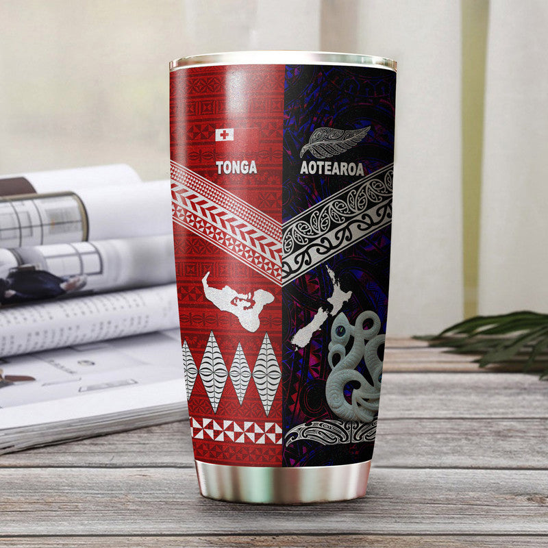 New Zealand And Tonga Tumbler Together - Purple LT8 Purple - Polynesian Pride