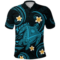 Hawaii Polo Shirt Hawaiian Turtle Plumeria Mixed Polynesian Turquoise Style LT9 Adult Turquoise - Polynesian Pride