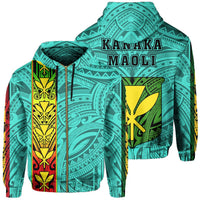 Polynesian Kanaka Flag Kanaka Maoli Hawaii Zip Hoodie Turquoise Unisex Turquoise - Polynesian Pride