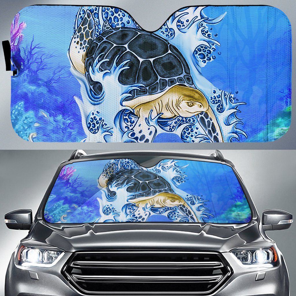 Turtle Cool Car Sun Shade AH Auto Sun Shade Universal Fit White - Polynesian Pride