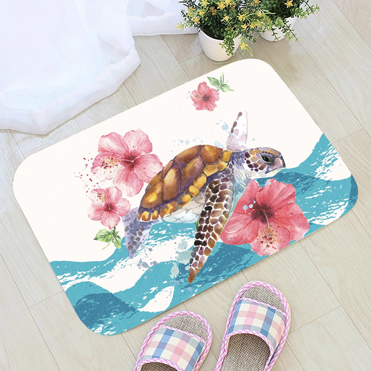 Turtle Hibiscus On Wale Door Mat AH - Polynesian Pride