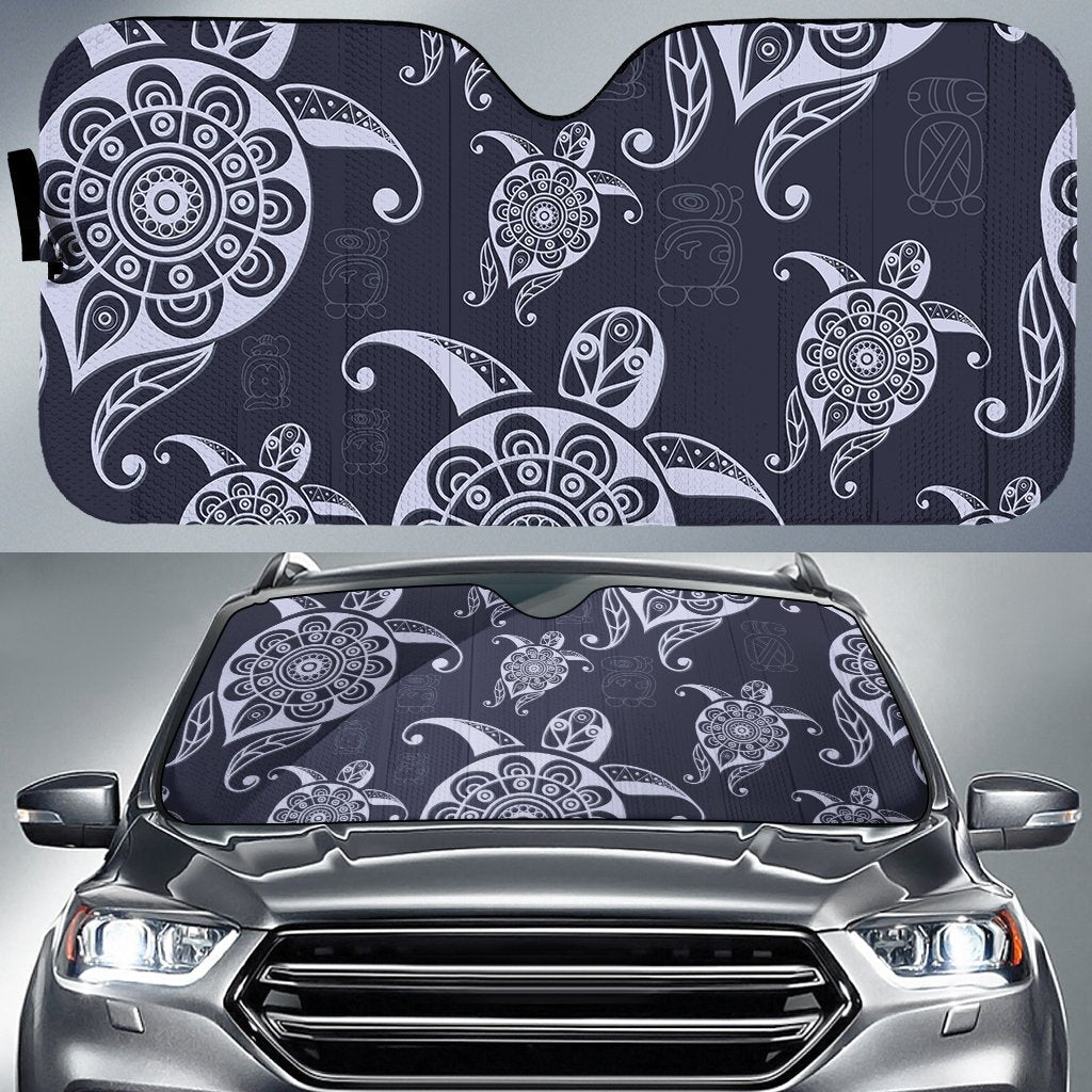 Turtle Pattern Wonderfull Car Sun Shade AH Auto Sun Shade Universal Fit White - Polynesian Pride