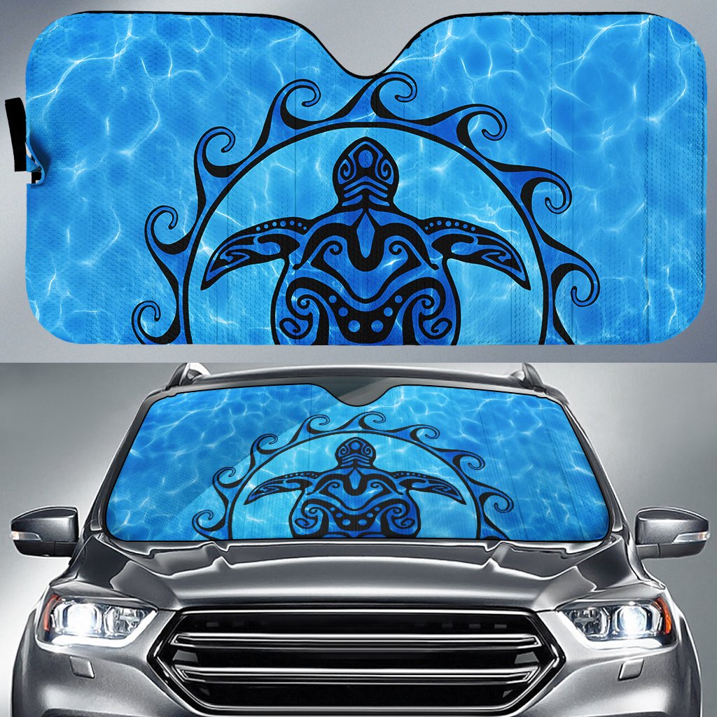 Turtle Polynesia Sea Car Sun Shade AH Auto Sun Shade Universal Fit White - Polynesian Pride