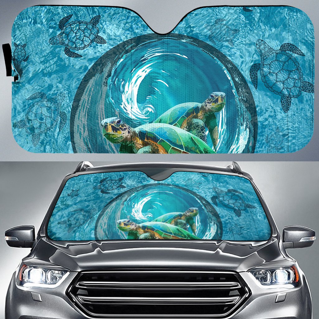 Turtle Tornado Car Sun Shade AH Auto Sun Shade Universal Fit White - Polynesian Pride