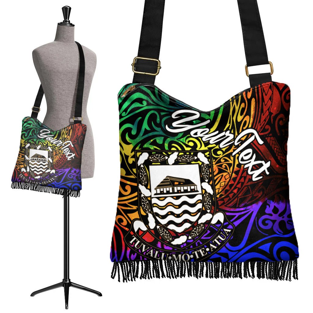 Tuvalu Custom Personalised Boho Handbag - Rainbow Polynesian Pattern - Polynesian Pride