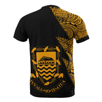 Tuvalu Custom T Shirt Polynesian Pattern Gold Style - Polynesian Pride