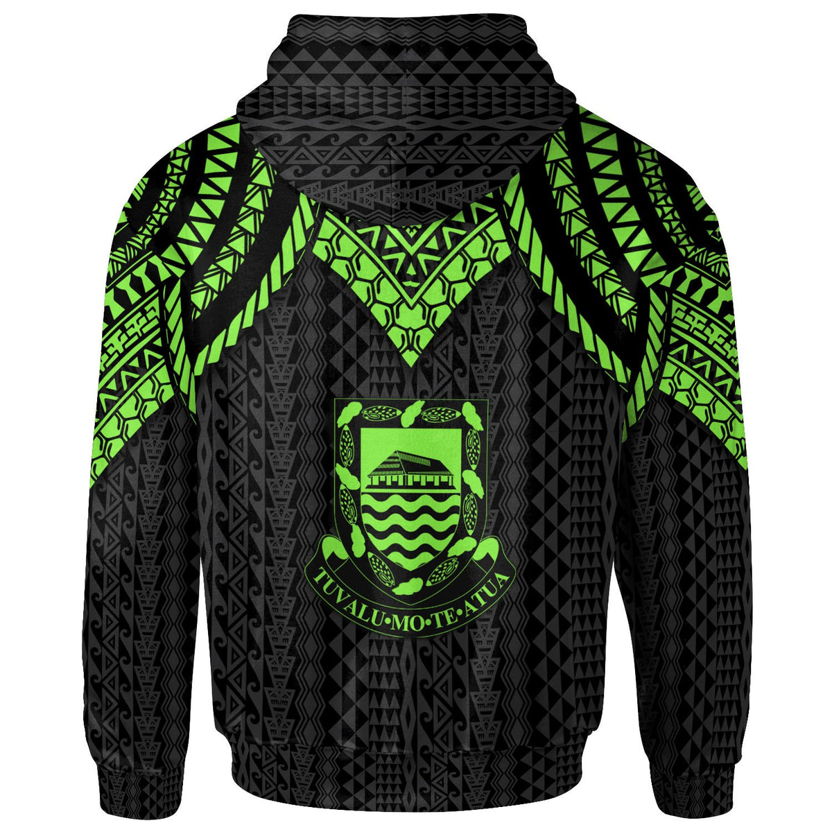 Tuvalu Hoodie Polynesian Armor Style Green - Polynesian Pride