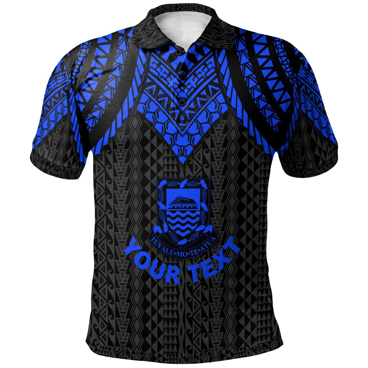 Tuvalu Custom Polo Shirt Polynesian Armor Style Blue Unisex Blue - Polynesian Pride