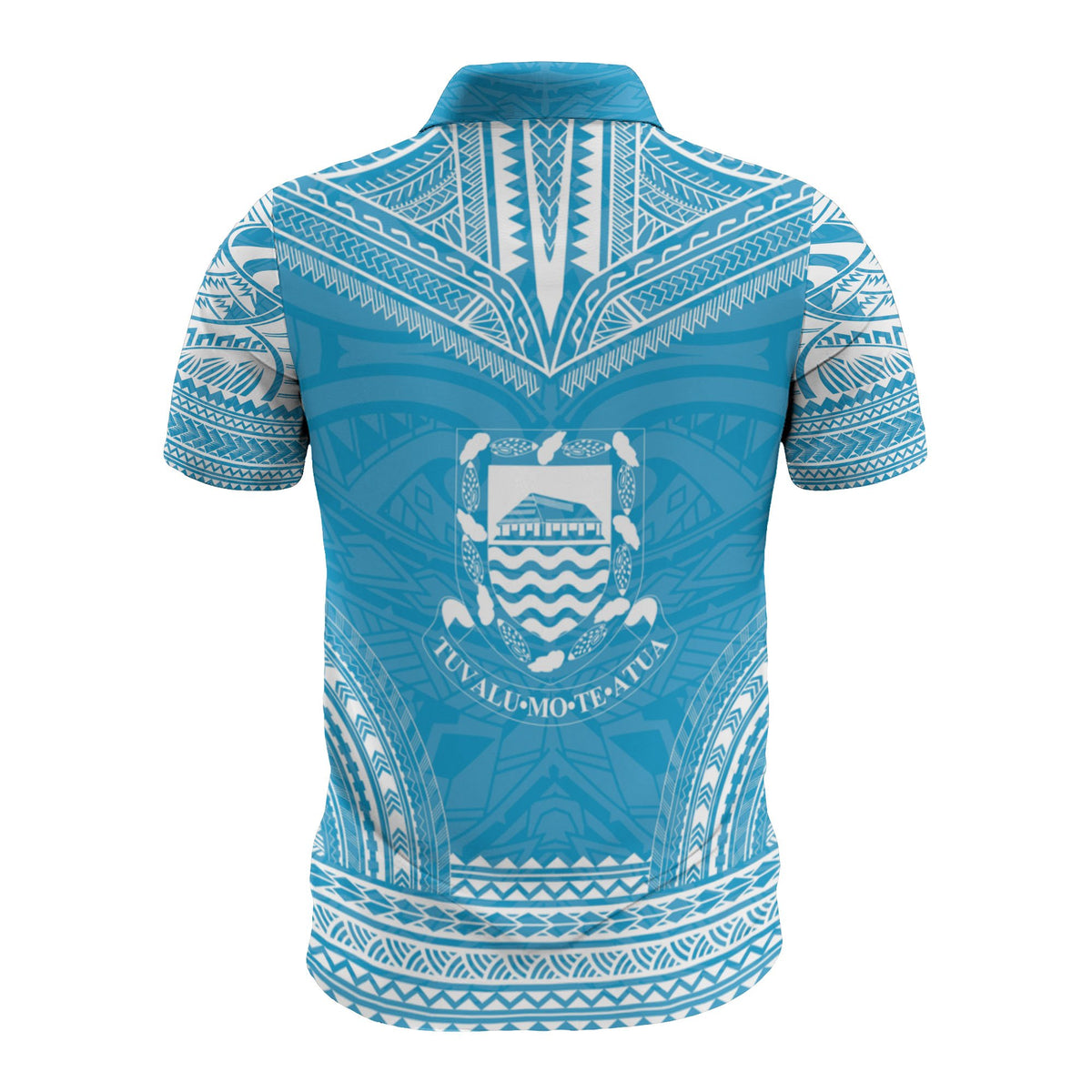 Tuvalu Custom Polo Shirt Tuvalu Coat Of Arms Polynesian Chief Tattoo Blue Version - Polynesian Pride