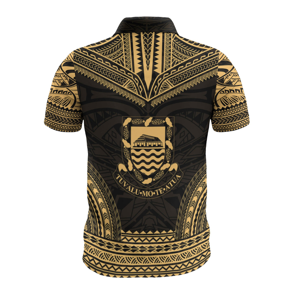 Tuvalu Custom Polo Shirt Tuvalu Coat Of Arms Polynesian Chief Tattoo Gold Version - Polynesian Pride