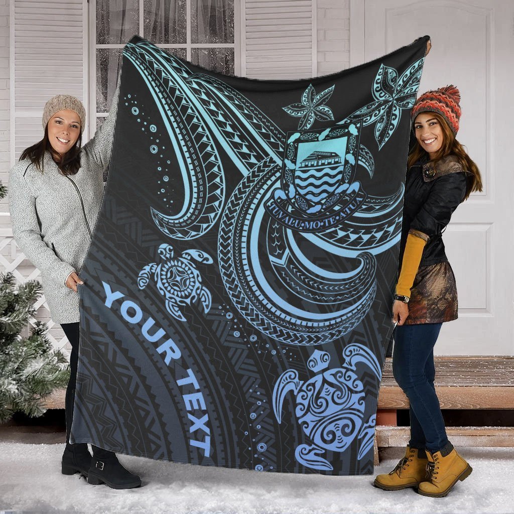 Tuvalu Custom Personalised Premium Blanket - Blue Turtle - Polynesian Pride