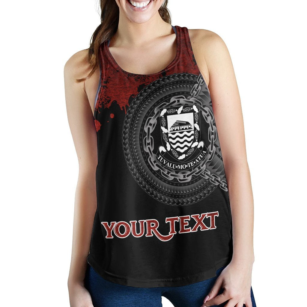 tuvalu Polynesian Personalised Women's Racerback Tank - Polynesian Chain Style - Polynesian Pride