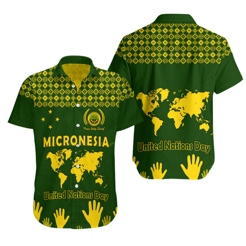 Federated States of Micronesia United Nations Day Matching Dress and Hawaiian Shirt Green Simple World Map Version LT9 No Dress Green - Polynesian Pride