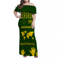 Federated States of Micronesia United Nations Day Matching Dress and Hawaiian Shirt Green Simple World Map Version LT9 No Shirt Green - Polynesian Pride