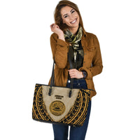 American Samoa Large Leather Tote Bag - Polynesian Wild Style - Polynesian Pride