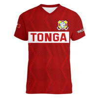 Tonga Rugby Sevens V-Neck T Shirt Sporty Style LT9 Female Red - Polynesian Pride