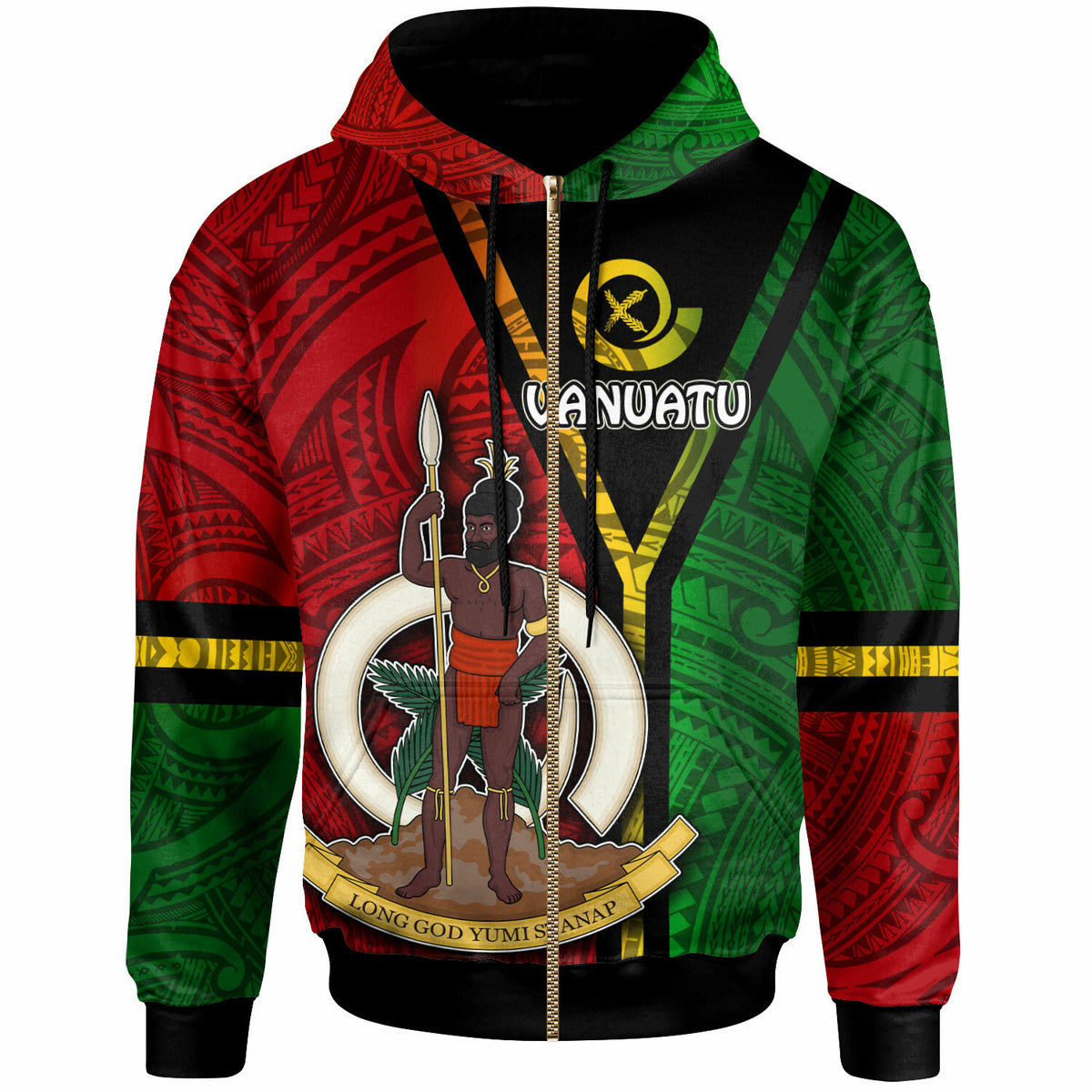 Vanuatu Hoodie Custom Vanuatu Flag Style Hoodie LT10 - Polynesian Pride