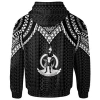Vanuatu Custom Hoodie Polynesian Armor Style Black - Polynesian Pride